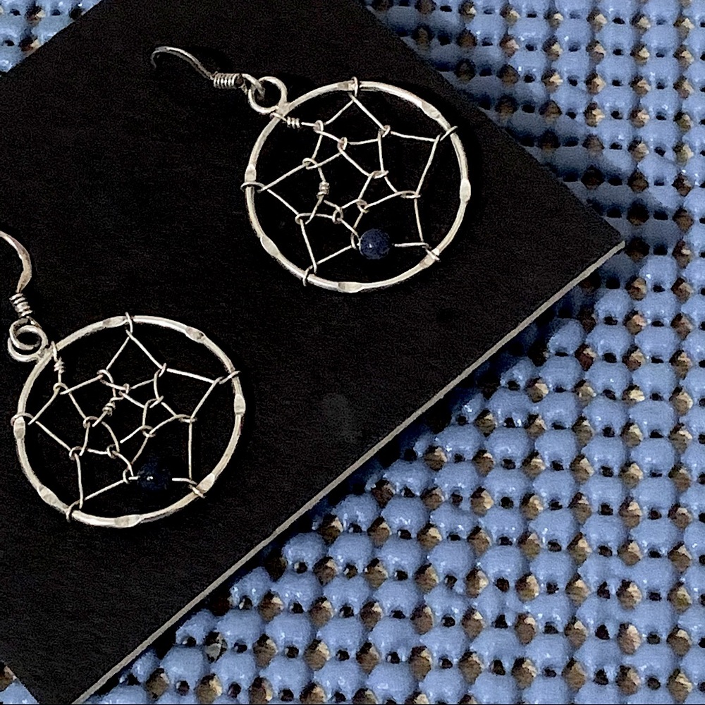 Sterling Silver & Aventurine Dreamcatcher Earrings